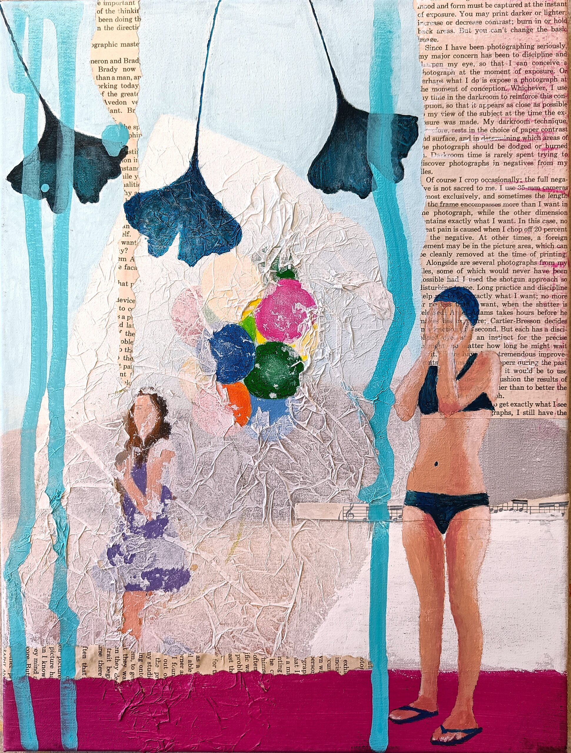 Her world was filled with rememberings_Acrylmalerei_Collage_Mixed Media, 2023_40x30cm