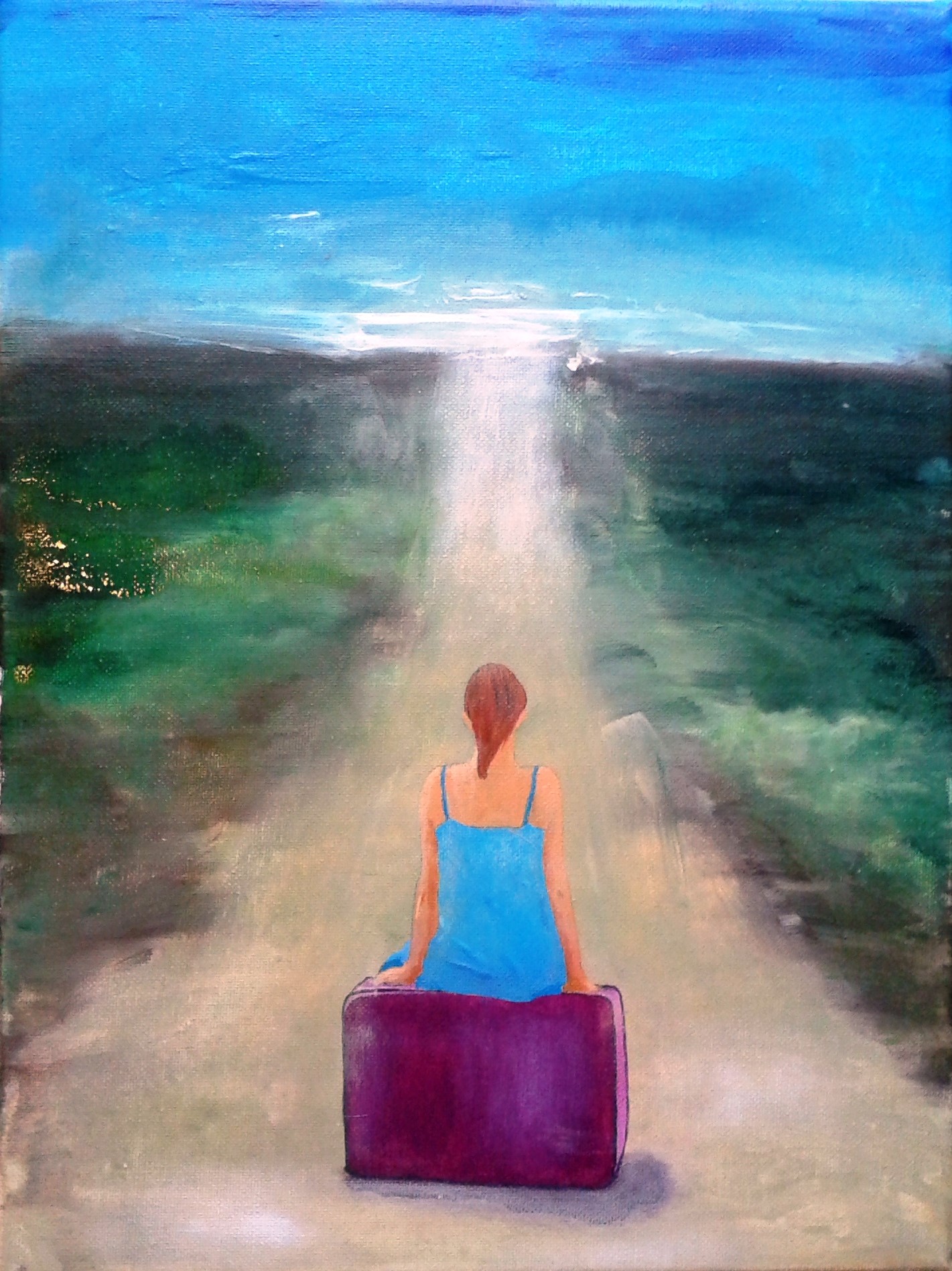 With a suitcase full of memories_Acryl & Pigmente auf Leinwand_2015_40x30cm